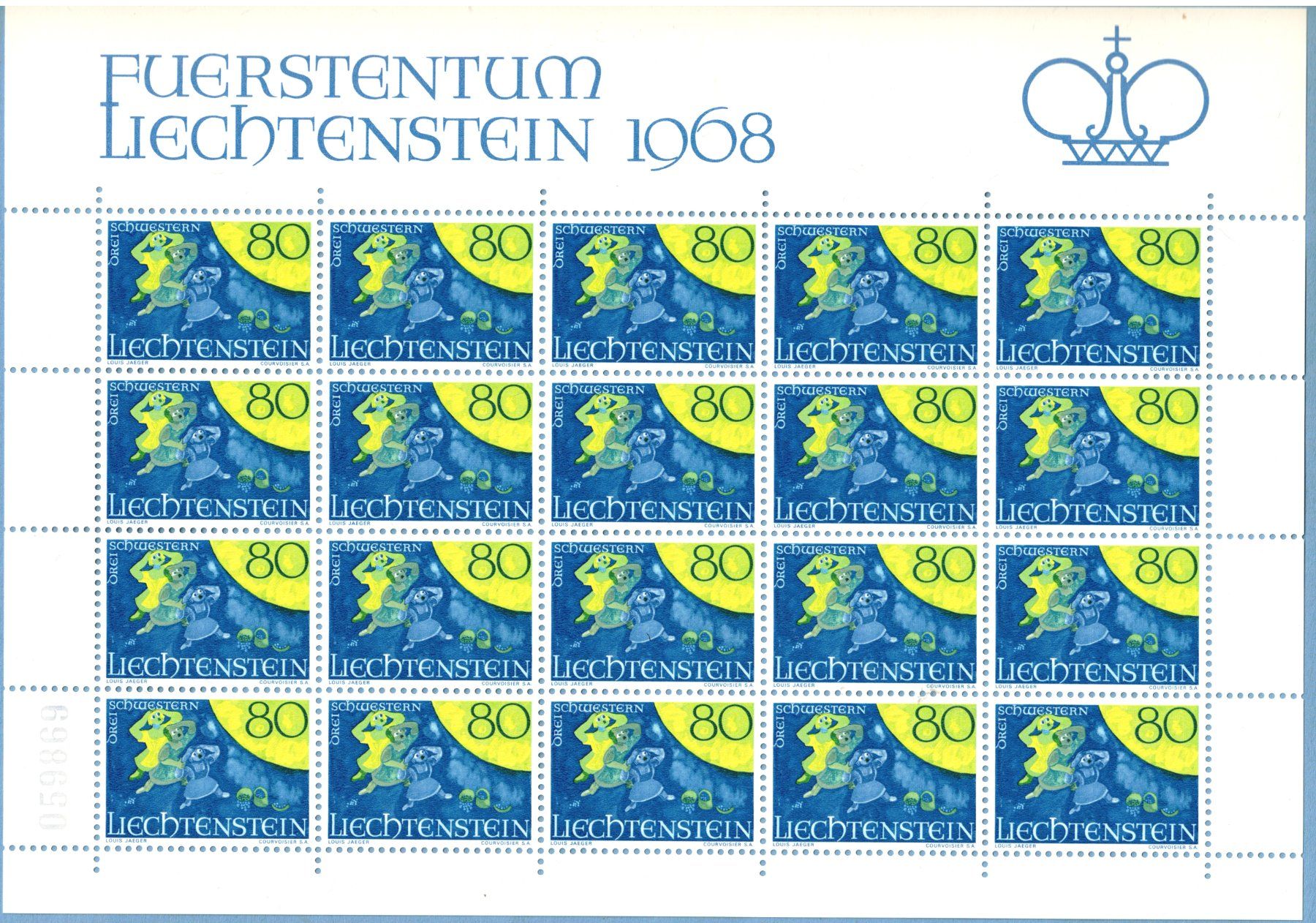 Tutti i francobolli: Kleinbogen  Liechtensteiner Sagen II   1968     postfrisch – Nuovo (secondo la descrizione) da Mellingen venduto da Ginger