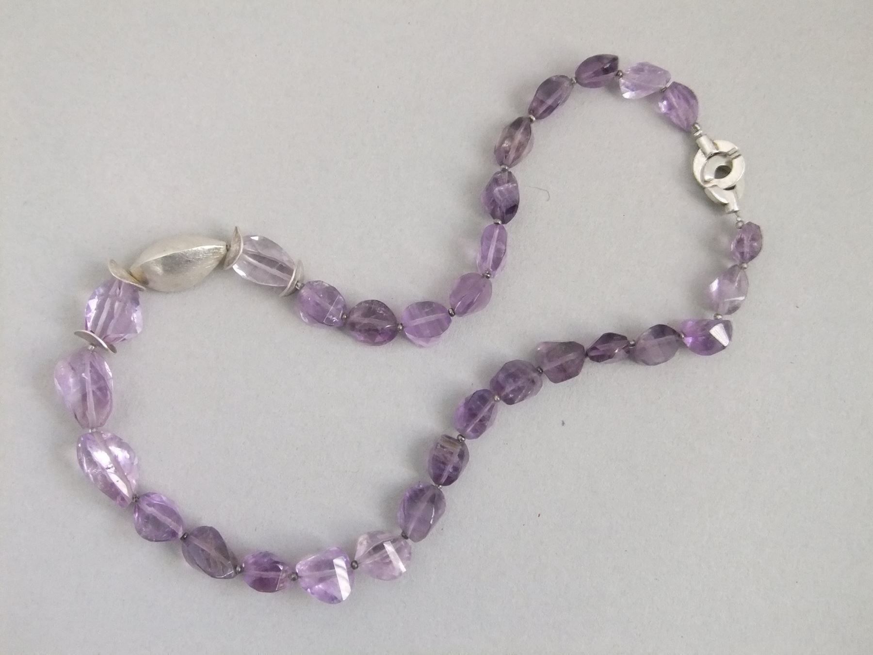 Catenine: Mineralien Amethyst Kette  / 925 Silber – Usato da Esslingen venduto da eintagammeer 3
