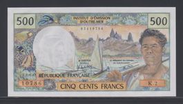 Tahiti 500 Francs (ND 1977) ungefalten