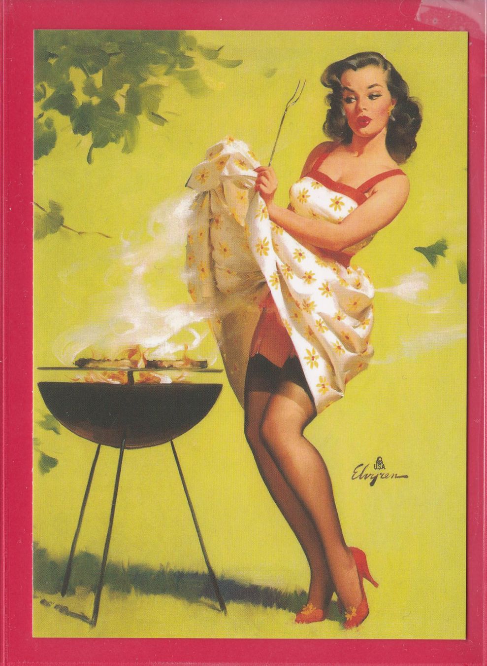 Ansichtskarten: PIN UP GIRL, GRILLEN – Gebraucht aus Oberrieden von Gebirgsstelze