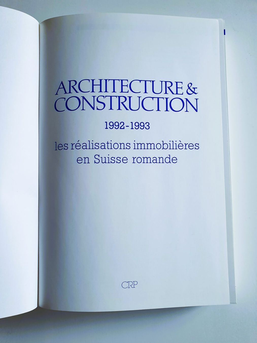 Libri: Architecture et construction, CRP, N° 5, 1992-1993 – Usato da Martigny venduto da Abm1000 1
