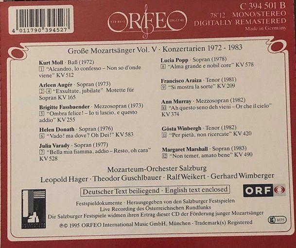 CD: Mozart - Konzertarien 1972 - 1983 – Usato da Grüningen venduto da azulamarillo 1