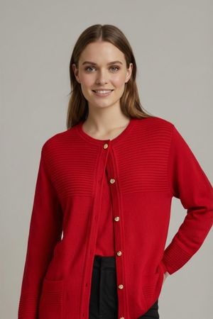 Reutter U. Hepper Rote Strickjacke mit Rippenmuster