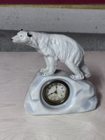 Keramikfigur Eisbär mit Uhr antike Zustand