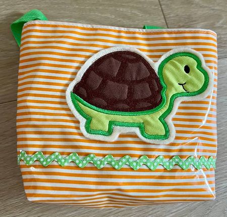 Kinder-Tasche, Stofftasche mit Schildkröte, orange-weiß