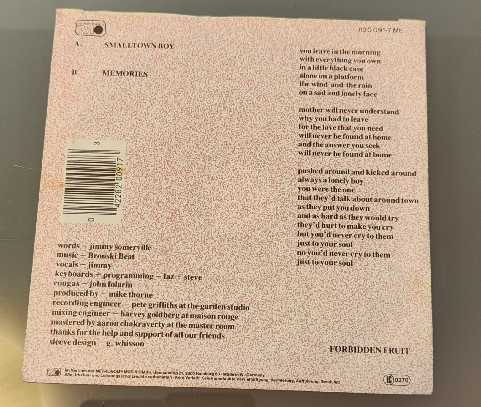 Dischi in vinile: Brondi Beat - Small-town boy - 45 giri eccellente  – Usato da Massagno venduto da Massimo037 1