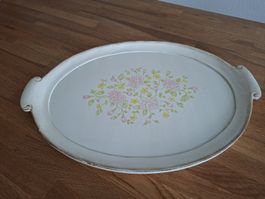 Vintage Serviertablett mit Blumenmuster, Shabby Chic