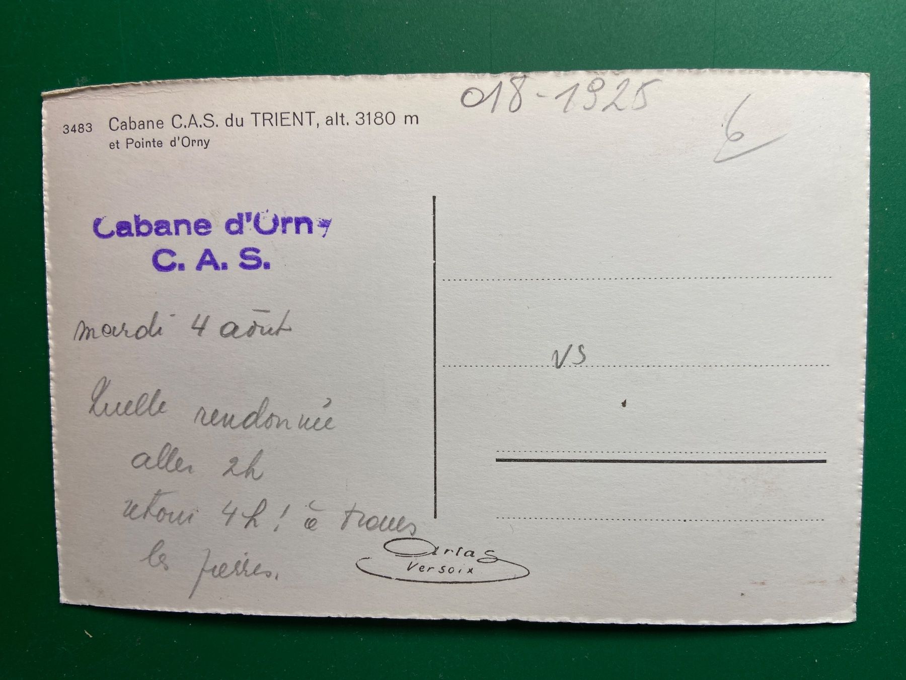 Cartoline postali: Cabane C.A.S. du Trient – Usato da Steg VS venduto da _vinci_ 1