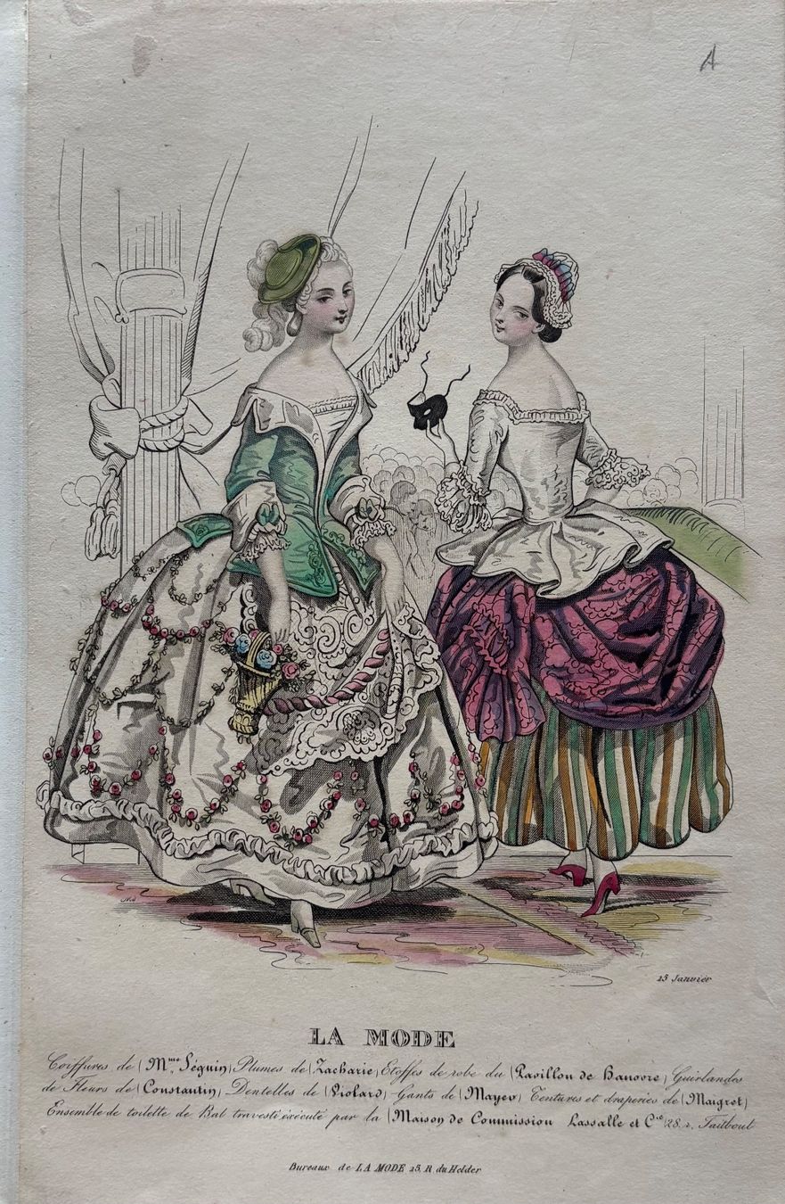 Grafica & Litografie: Antike Lithographie, Mode, Pariser Mode, um 1840 – Usato da Frauenfeld venduto da Merk52