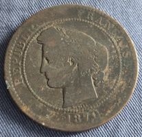 10 Centimes Frankreich 1870 guter Zustand