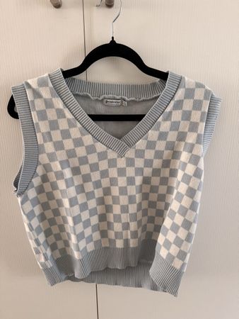 Gilet Stradivarius à carreaux bleus - Taille M 