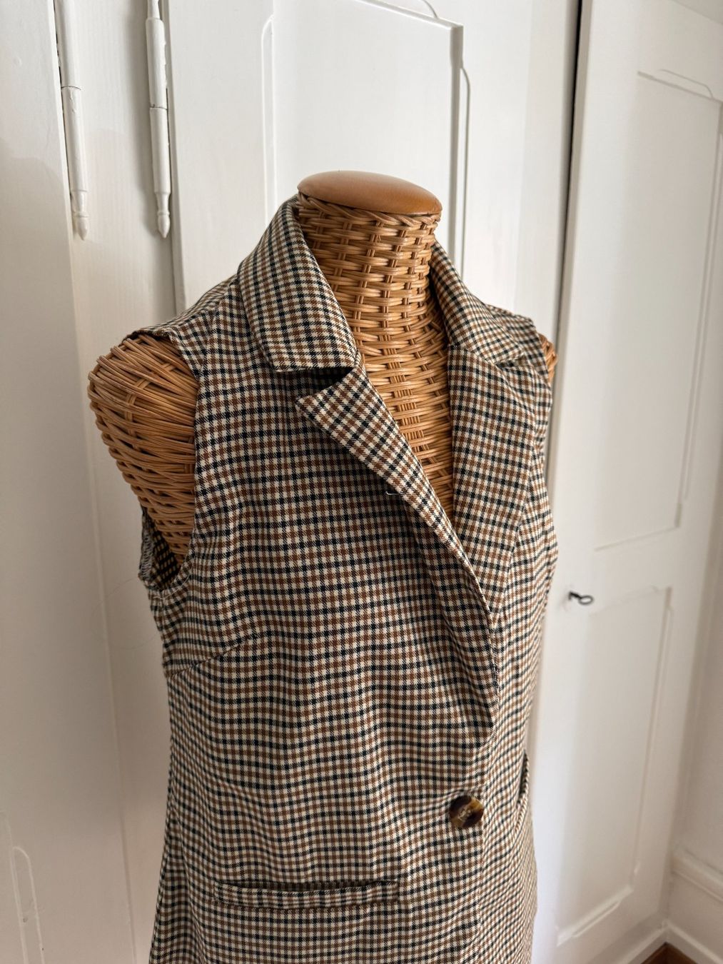 Shein Gilet & Giacche senza maniche: Longweste beige kariert 36 – Usato da Zürich venduto da Diazaio 1