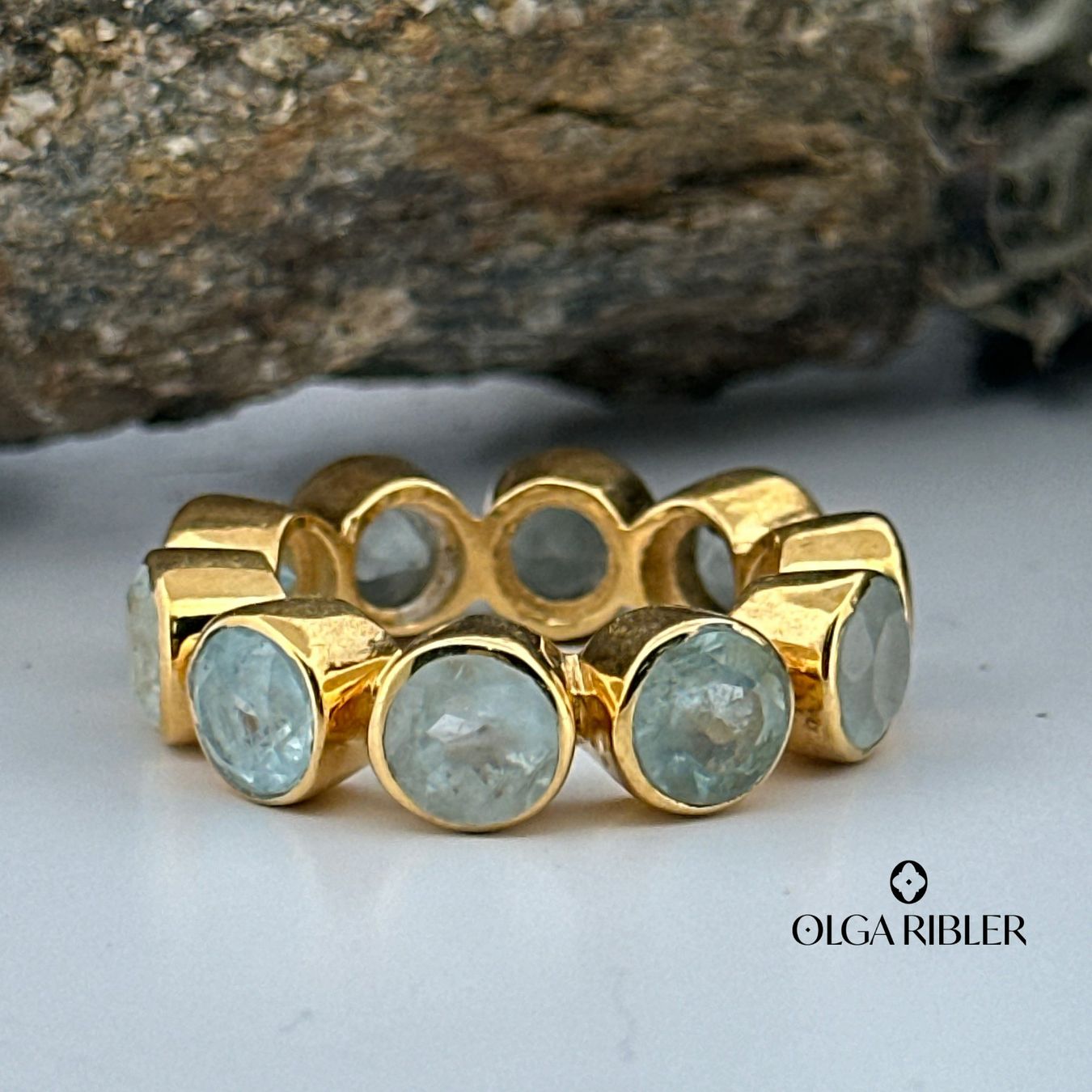 Olga Ribler Ringe: Memory Silber Ring 925 Grösse 58 mit Aquamarine – Neu (gemäss Beschreibung) aus Luzern von Schmuckoutlet