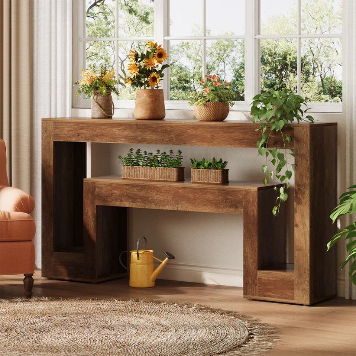 Tavoli: Konsolentisch 160cm 2 Ebenen rustikal Holz – Nuovo e nell'imballaggio originale da Gretzenbach venduto da Genfi-Shop 4