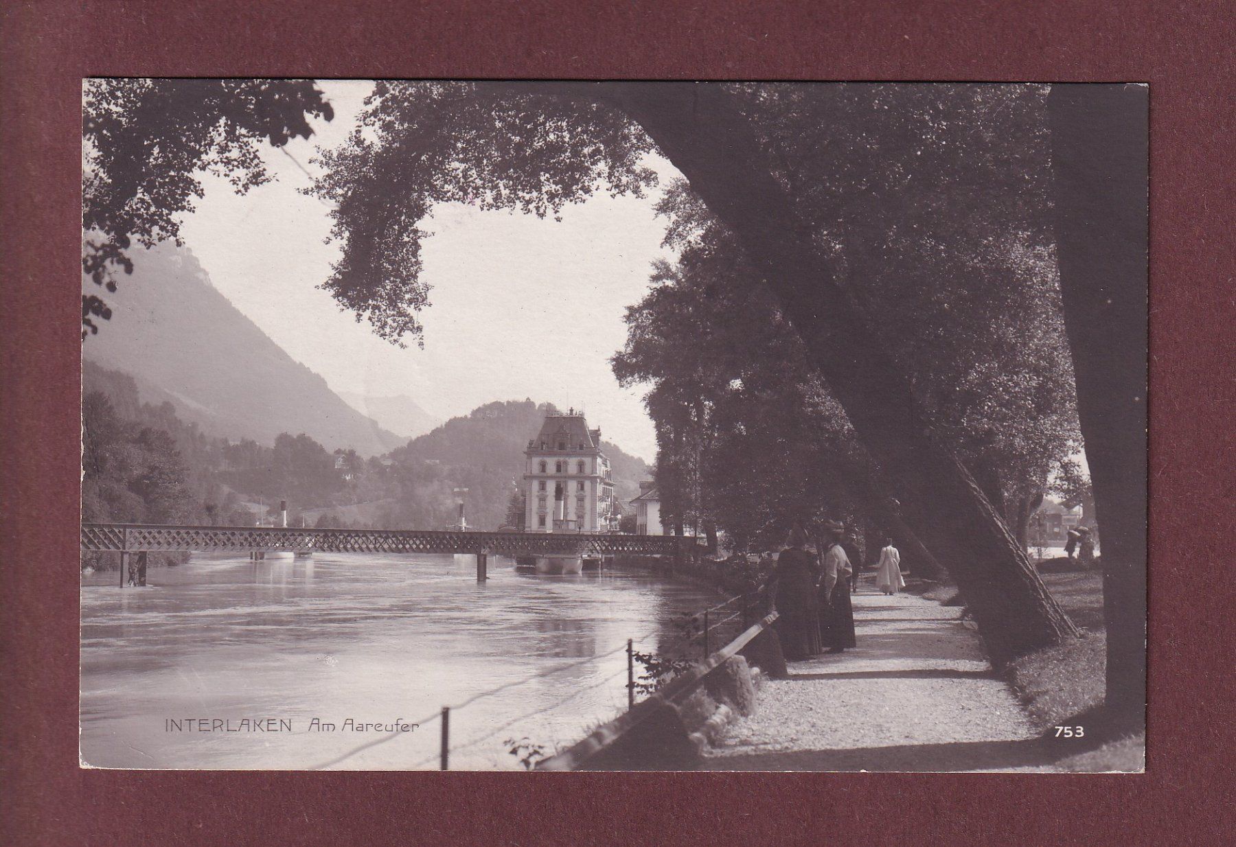 Ansichtskarten: INTERLAKEN - Am Aareufer - 1912 – Gebraucht aus Pully von nicecards