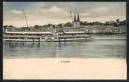 Luzern, Uferpartie mit Dampfer Stadt Luz
