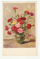 AK Blumenstilllebens mit Nelken in einer Vase, M. Riggenbach