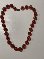 Murano Halskette Glasperlen rot goldfarben guter Zustand