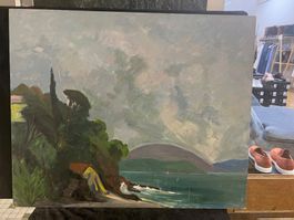 HUILE SUR PANNEAU SIGNÉE AU DOS ET DATÉE 61