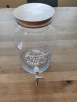 Getränkespender Glas mit Zapfhahn und Holzdeckel neu