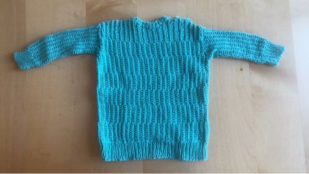 Handgestrickter, warmer Pullover in Türkis, Grösse 62