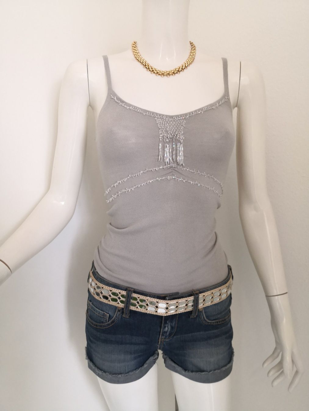 Mango Top: 🤩MANGO STRICK-TOP GRAU MIT PERLEN – Nuovo (secondo la descrizione) da Olten venduto da Naja-Twins-Twins 7