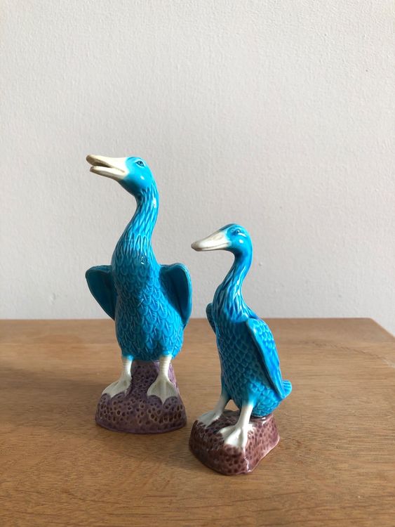 Handbemalte Enten-Figuren Aus Eiche – 2 Stück, Je 15 Cm, Symbol Der Liebe, Für Hochzeit & Deko