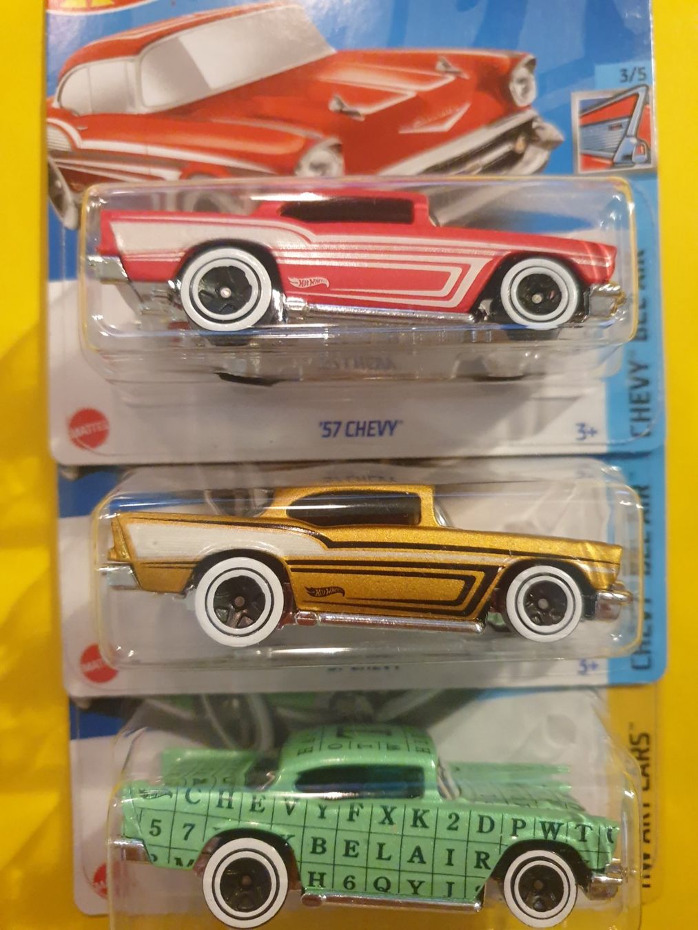 Hot Wheels Modellini d'auto: 3 x Hot Wheels '57 CHEVY – Nuovo e nell'imballaggio originale da Oftringen venduto da Rotor 1