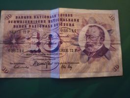 Alte Schweizer Banknote 10 Franken Serie 72P 1971