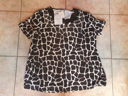 T-Shirt (schwarz-weiss-Kacheln) in Übergrösse Gr. 56 (Neu)
