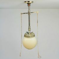 Suspension à gaz Art Deco VERITAS en opaline et métal chromé