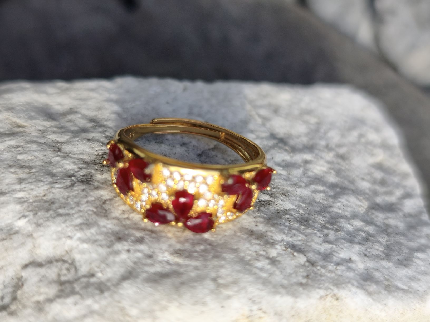 Anelli: Gold Ring mit echten Rubinen aus Massivem 925 Silber – Nuovo (secondo la descrizione) da St. Gallen venduto da GIULESGG 9