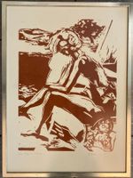 Linolschnitt "Auf den Felsen" von Heinrich Ackermann Riniken