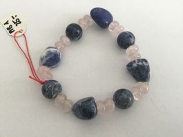 Armband Sodalith und Rosenquarz elastisch