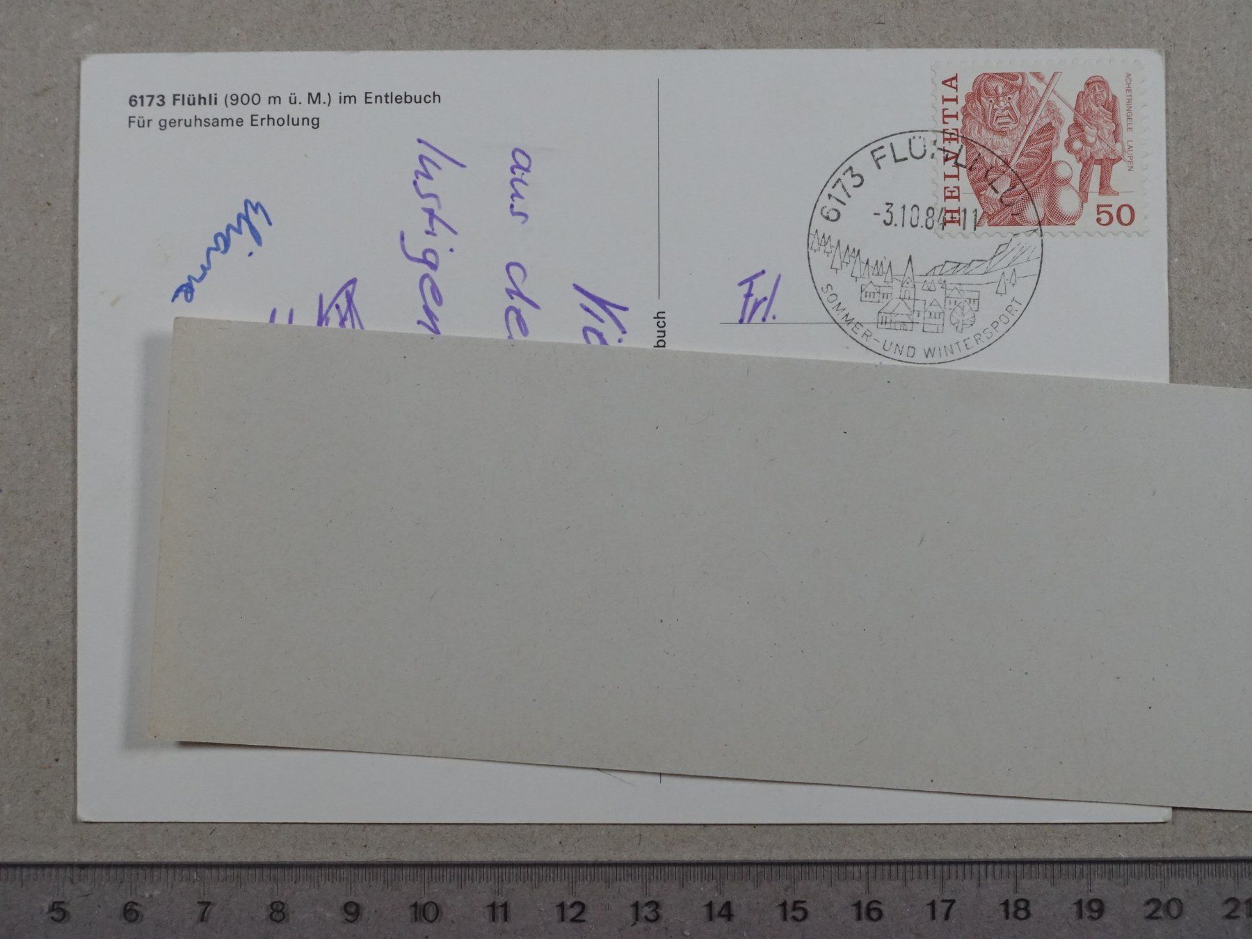 Cartoline postali: Flühli, 1984, Entlebuch – Usato da Lenzburg venduto da fh1 1