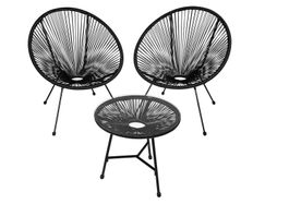 2 Gartenstühle Santana mit Tisch schwarz