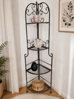 Eckregal aus Metall, schmiedeeisern, Jugendstil-Optik, 4 Abl