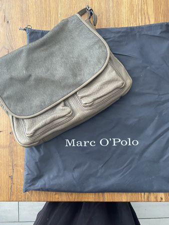 Marc O’Polo Echtleder Umhängetasche – Taupe/Grau
