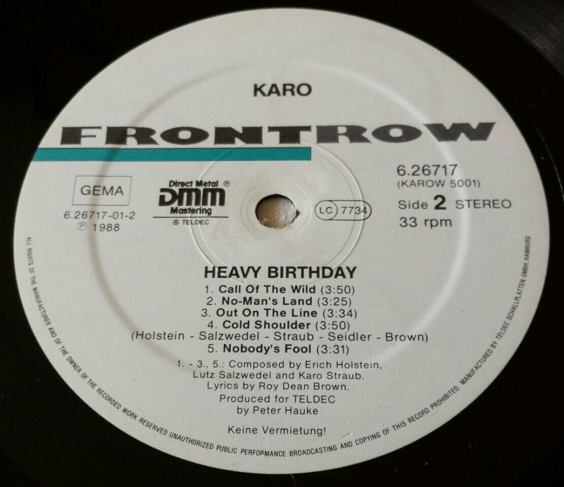 Schallplatten: Karo - First Press - LP - 1988 - First Press - OIS - Teldec – Gebraucht aus Uster von Zardodel 5