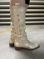 Golden Leather Boots, Gr. 39, Made in Italy