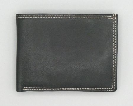 Portemonnaie / Geldbeutel mit vielen Fächern, Leder schwarz