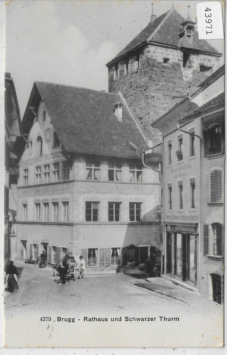 Cartes postales: Brugg - Rathaus und Schwarzer Turm – D'occasion à Ettingen par Kartenplanet