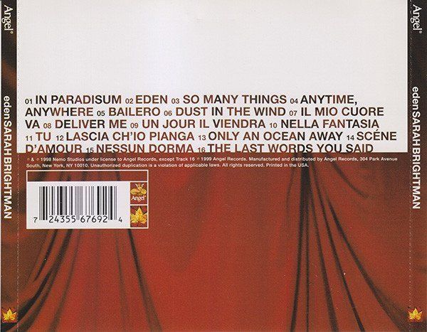 CD: Sarah Brightman - EDEN – Usato da Unterbch venduto da uqliv 1