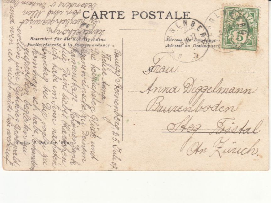 Cartoline postali: Chur 1907 – Usato da Bürglen TG venduto da StampGraf 1