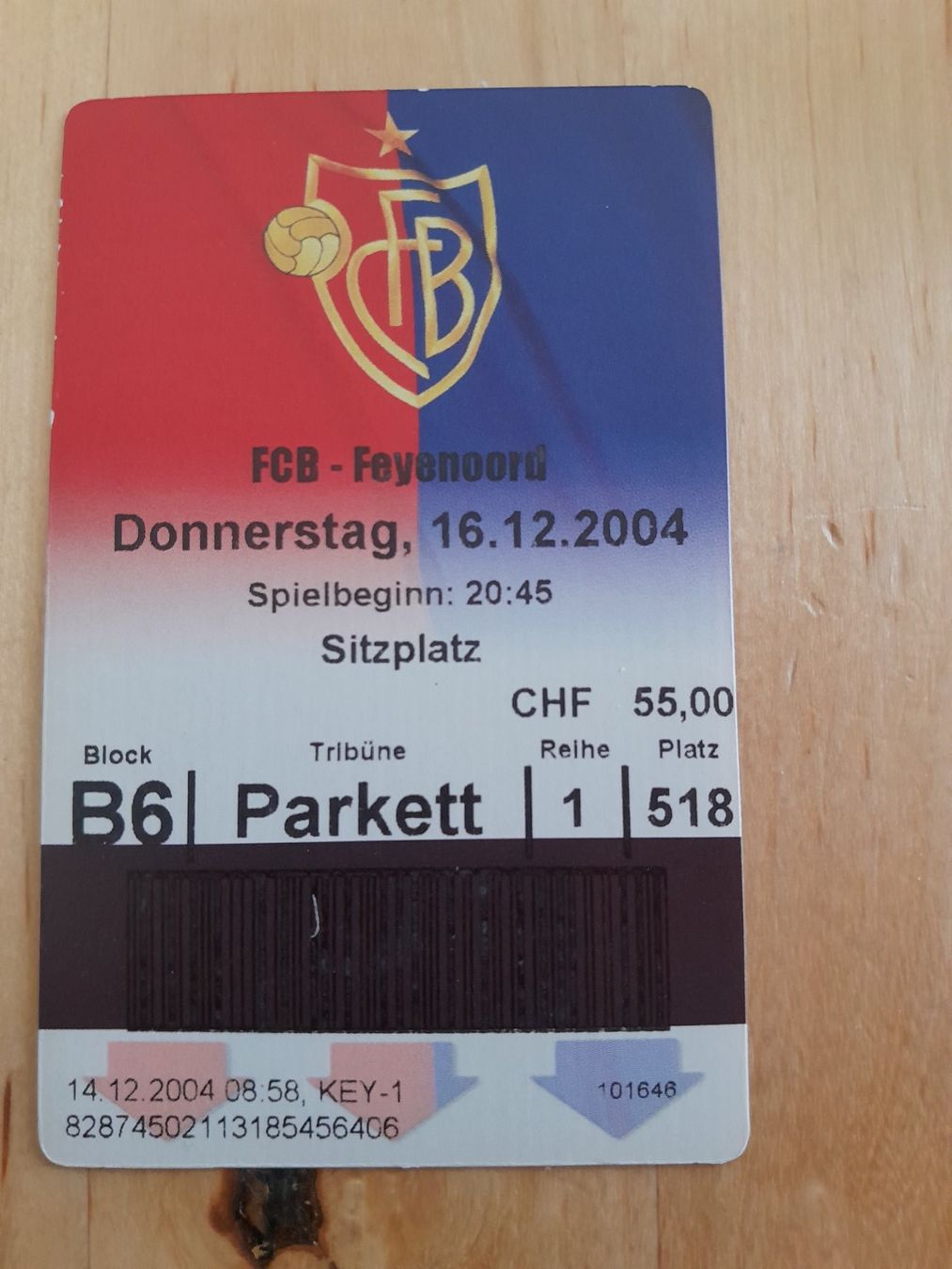 Biglietti: FCB-Feyenoord Ticket, 16.12.2004, Block B6, Reihe 1, Rari... – Usato da binningen venduto da bergen00