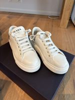 Prada sneakers white silver leather size 35