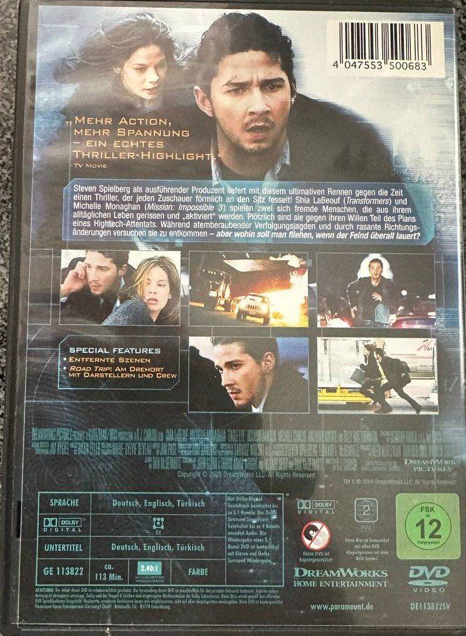 Alle DVDs: Eagle Eye Thriller Action mit Shia LaBeouf – Gebraucht aus Beringen von Mantafisch1 1