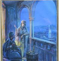 Orientalisches Bild. Romantisches Pastell. Signiert um 1900.