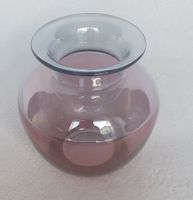 Elegante Herz Glas Vase lila/grau, Vintage Deko 17cm