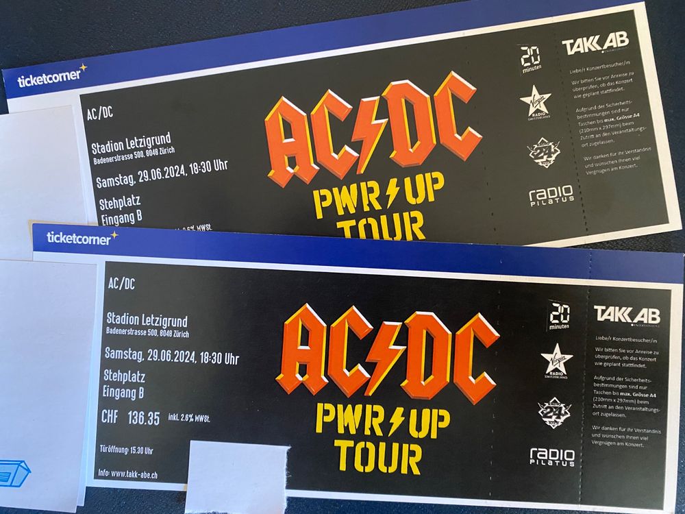 AC/DC PWR UP Tour Zürich / 2 x Stehplatztickets Eingang B (Neu und ...